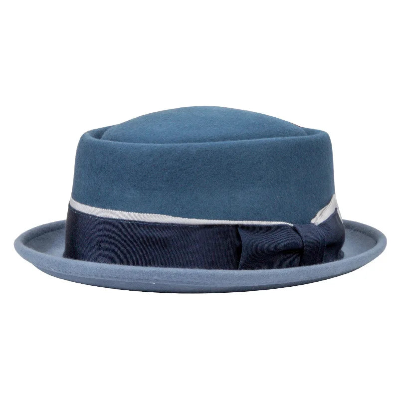 Firenze Ribbon Bicolor Wool Porkpie Hat