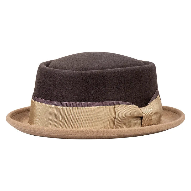Firenze Ribbon Bicolor Wool Porkpie Hat
