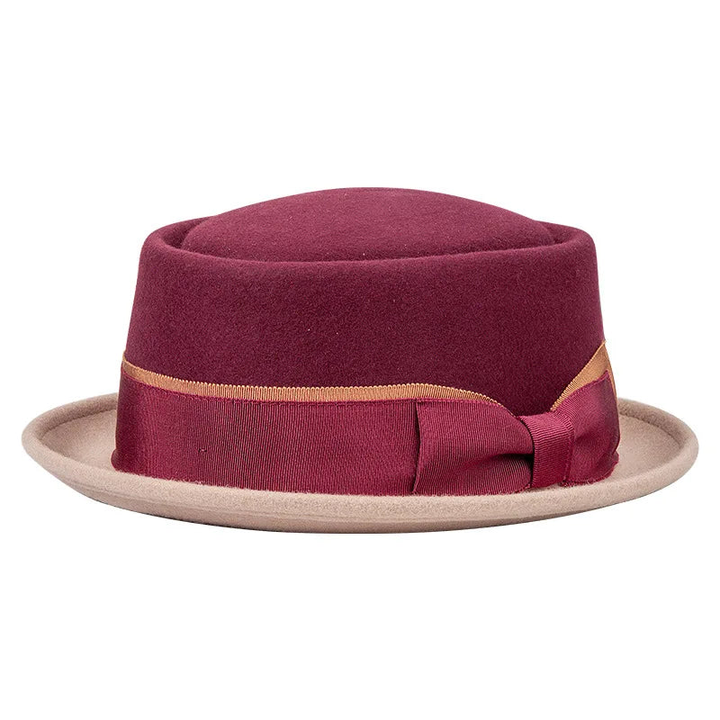 Firenze Ribbon Bicolor Wool Porkpie Hat