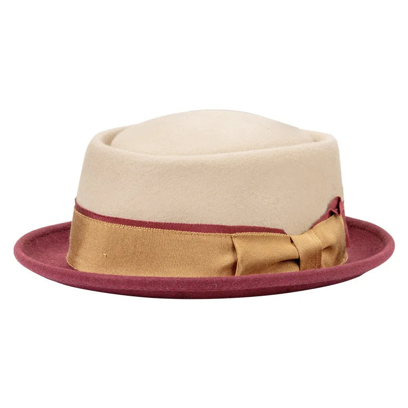 Firenze Ribbon Bicolor Wool Porkpie Hat