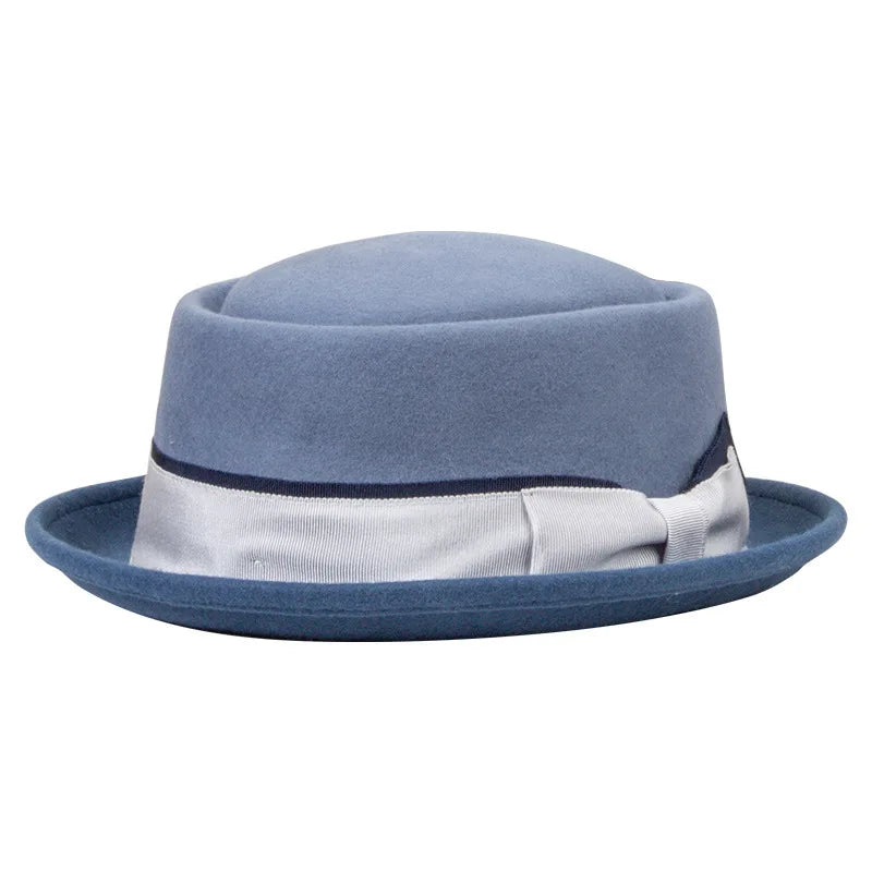 Firenze Ribbon Bicolor Wool Porkpie Hat