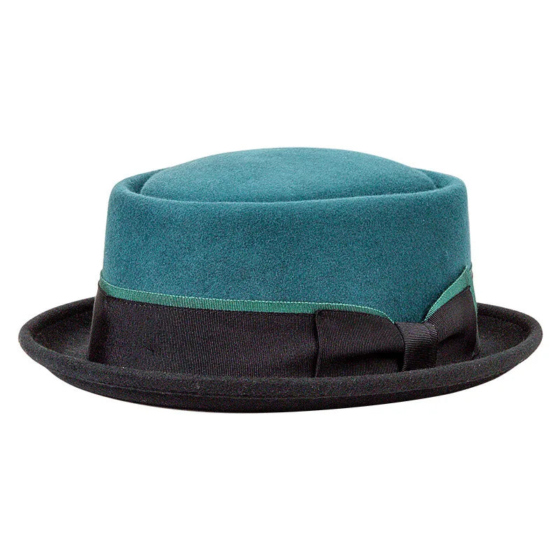 Firenze Ribbon Bicolor Wool Porkpie Hat