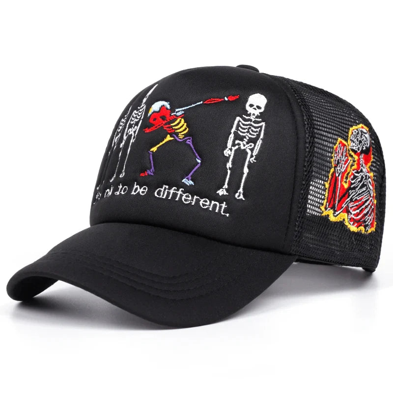 Five Skeleton Mesh Trucker Cap