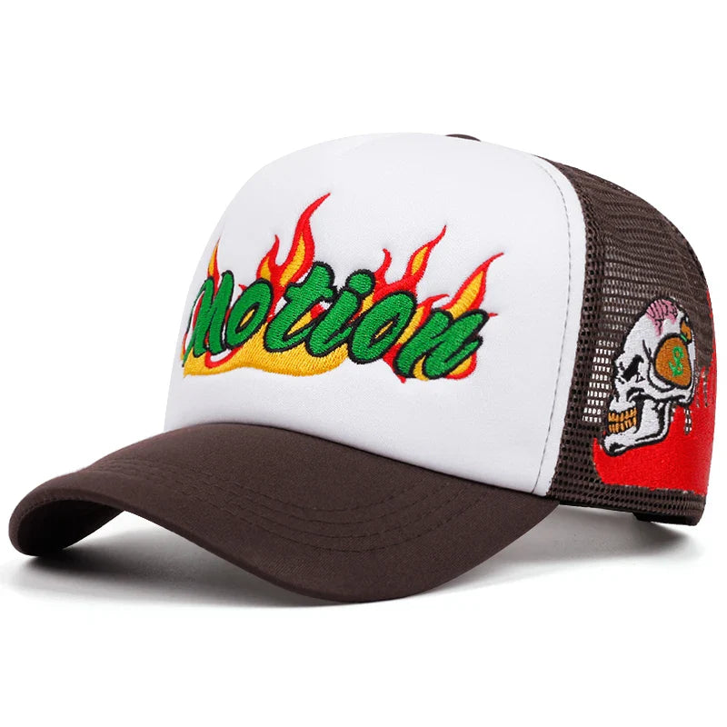 Flame Motion Mesh Trucker Cap