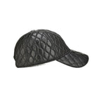 Frampton Black Padded Genuine Leather Baseball Cap