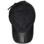Frampton Black Padded Genuine Leather Baseball Cap