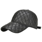 Frampton Black Padded Genuine Leather Baseball Cap