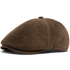 Flint Suede Leather 6 Panels Newsboy Cap