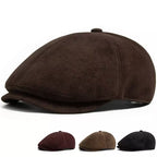 Flint Suede Leather 6 Panels Newsboy Cap