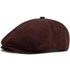 Flint Suede Leather 6 Panels Newsboy Cap