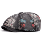 Floral Denim Newsboy Cap