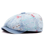 Floral Denim Newsboy Cap