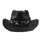 Fort Worth Feather Black Leather Cowboy Hat