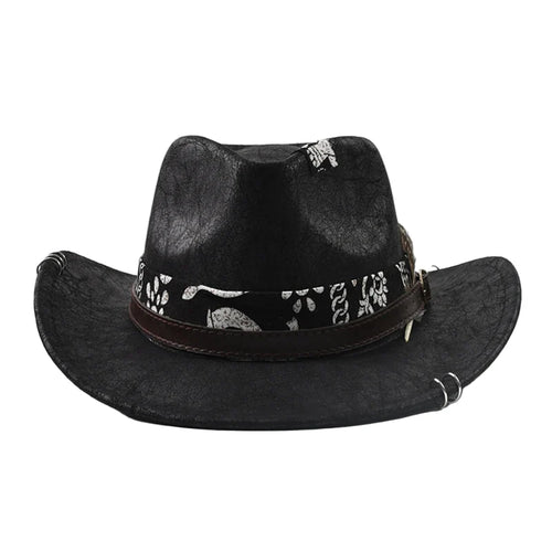 Black Black Leather Cowboy Hat