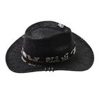 Fort Worth Feather Black Leather Cowboy Hat