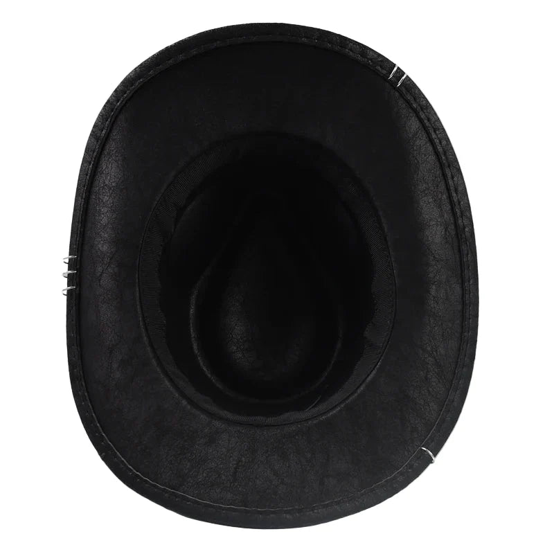 Fort Worth Feather Black Leather Cowboy Hat