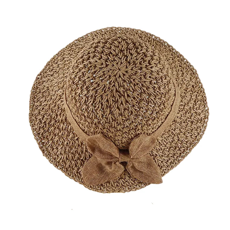 Frida Women Summer Straw Ribbon Wide Brim Bucket Hat