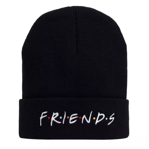 Black Beanie Classic Knit Winter Hat front view