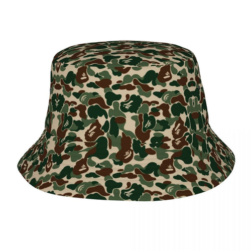 Green Camouflage Bucket Hat Lightweight Cotton Summer Hat Size 56-59