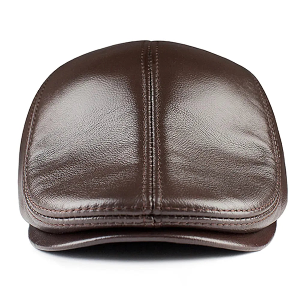GLTR Earflaps Genuine Leather Flat Cap