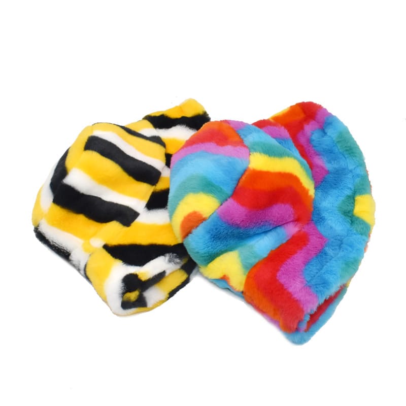 GLTR Striped Fur Bucket Hat