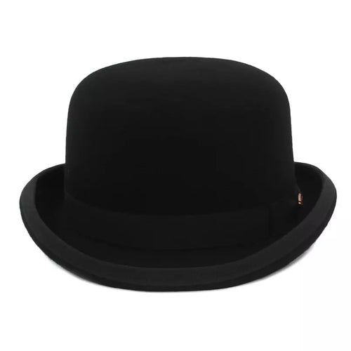 Black Wool Bowler Hat front view