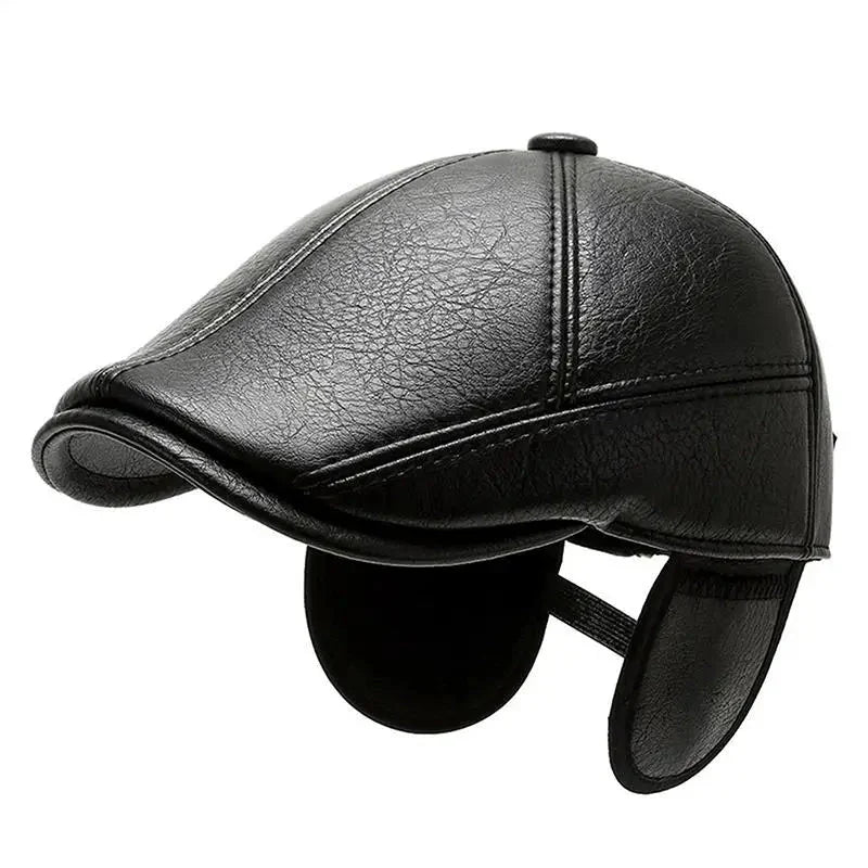 Gauguin Winter Earflaps Leather Flat Cap