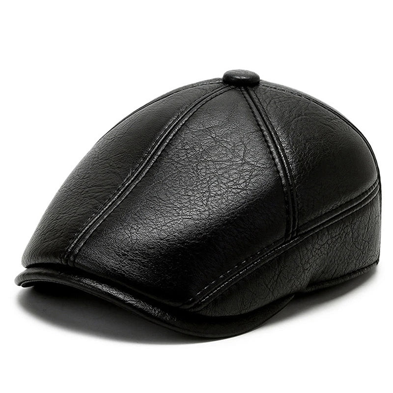 Gauguin Winter Earflaps Leather Flat Cap