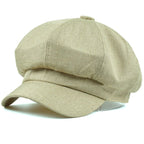 Genova Plain Linen Newsboy Cap