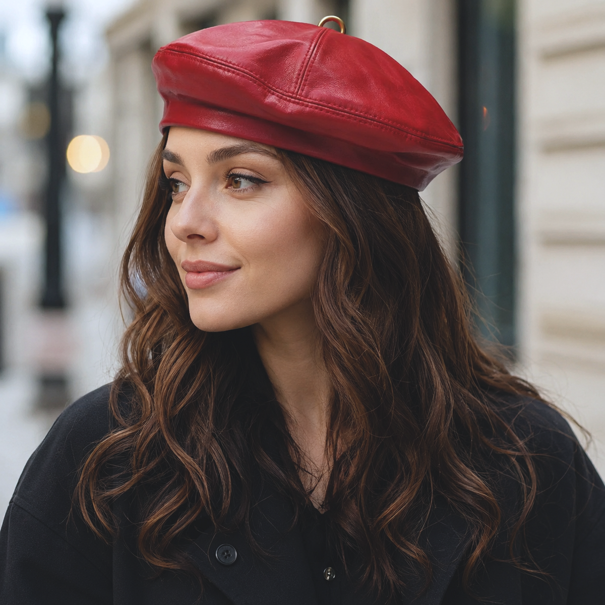 Genuine Leather Beret – Adjustable Size, Soft Cotton Lining, Classic Style Hat