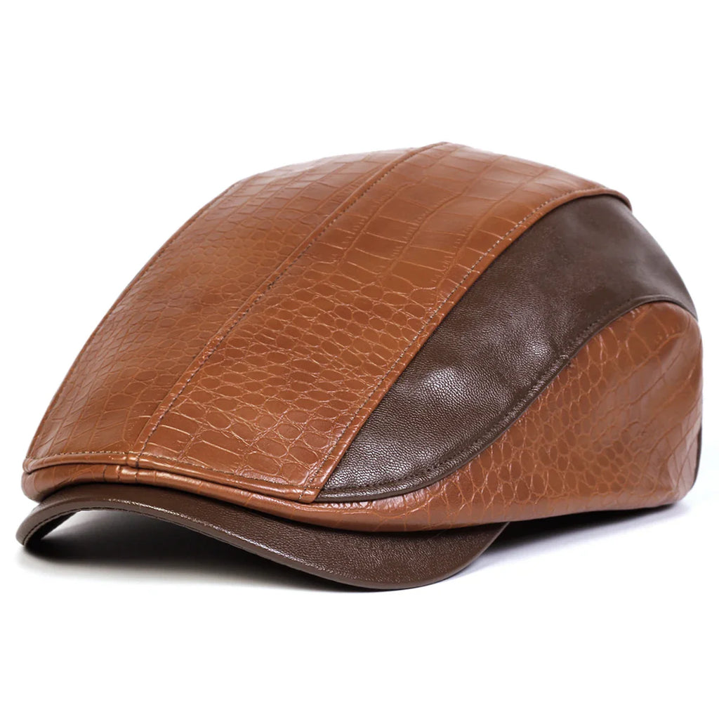Georgetown Leather Scales Flat Cap