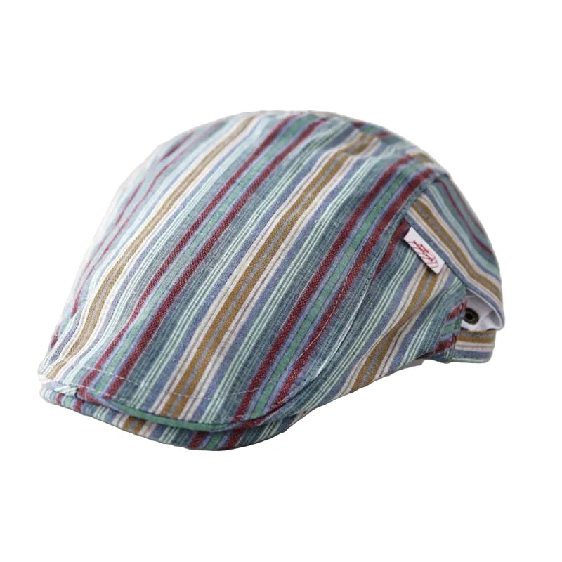 Gervais Striped Cotton Flat Cap