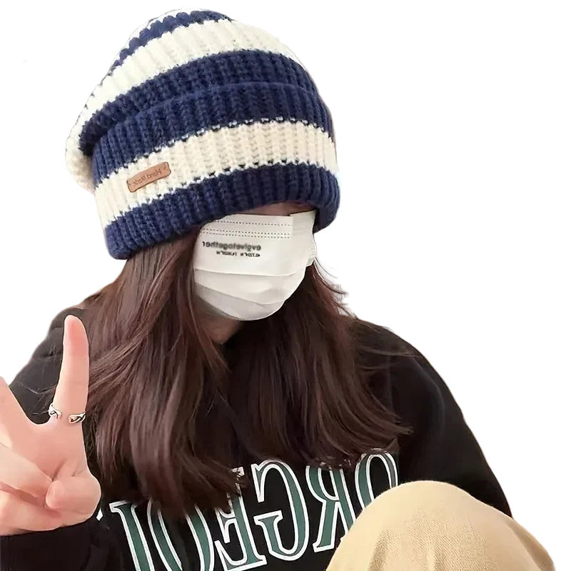 Ghelter Hand-Made Striped Knitted Beanie
