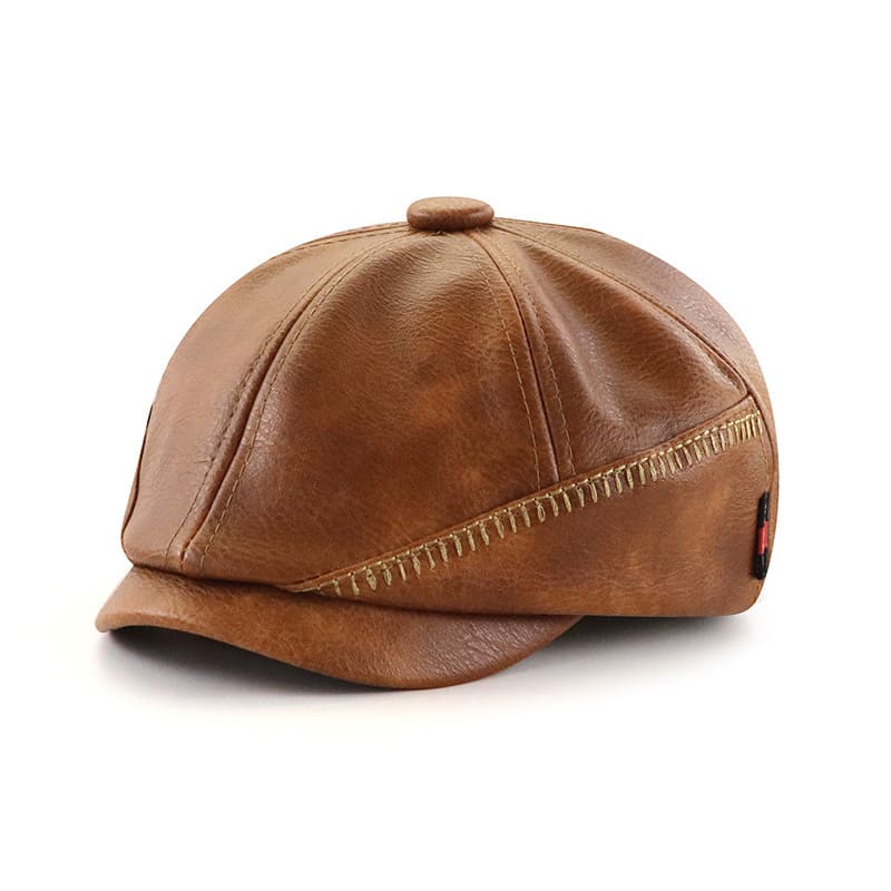 Girons Leather Newsboy Cap