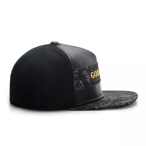 Black Leather Snapback side view