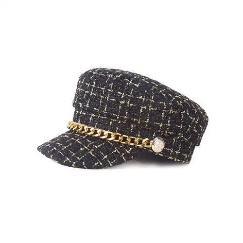 Golden Chain Plaid Cotton Sailor Cap