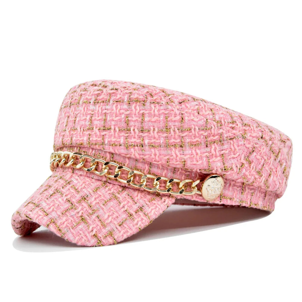 Golden Chain Plaid Cotton Sailor Cap