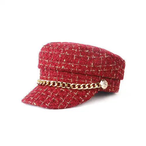 Golden Chain Plaid Cotton Sailor Cap