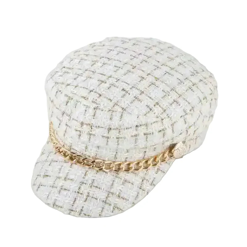 Golden Chain Plaid Cotton Sailor Cap