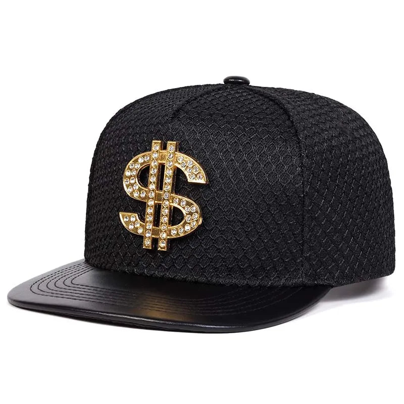 Golden Dollar Snakeskin Leather Snapback Cap