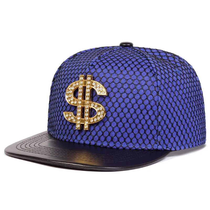 Golden Dollar Snakeskin Leather Snapback Cap