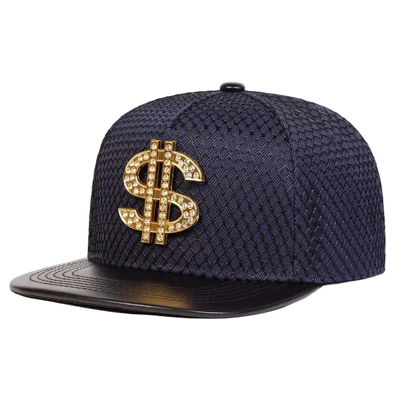 Golden Dollar Snakeskin Leather Snapback Cap