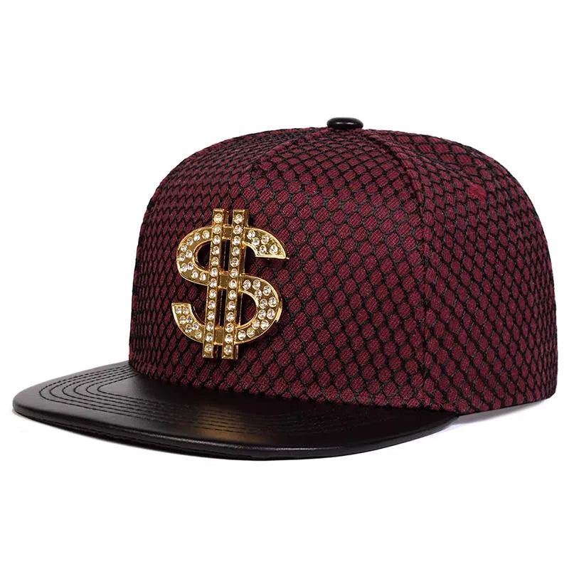 Golden Dollar Snakeskin Leather Snapback Cap