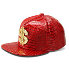 Golden Dollar Snakeskin Leather Snapback Cap