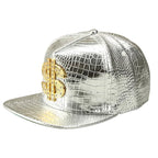 Golden Dollar Snakeskin Leather Snapback Cap