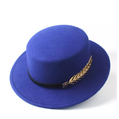 Blue Classic Boater Hat – classic boater hat close-up