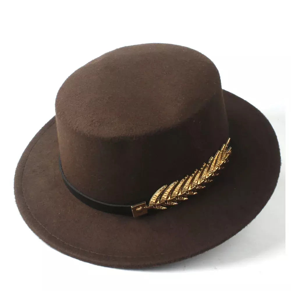 Coffee brown Classic Boater Hat – adjustable classic boater hat