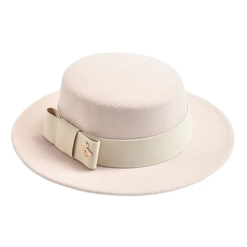 Beige Classic Boater Hat – adjustable cotton blend hat for men