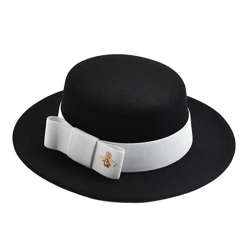 Black and white Classic Boater Hat