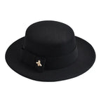 Black Classic Boater Hat – adjustable cotton summer hat